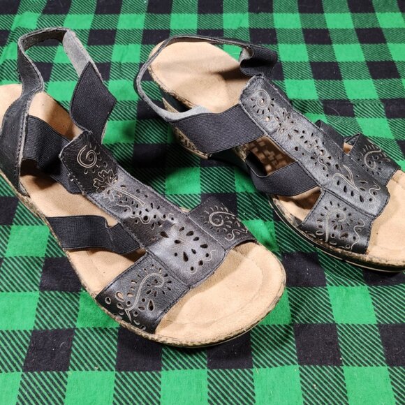 Rieker Black Strappy Sandal Wedge Platform - Picture 1 of 4